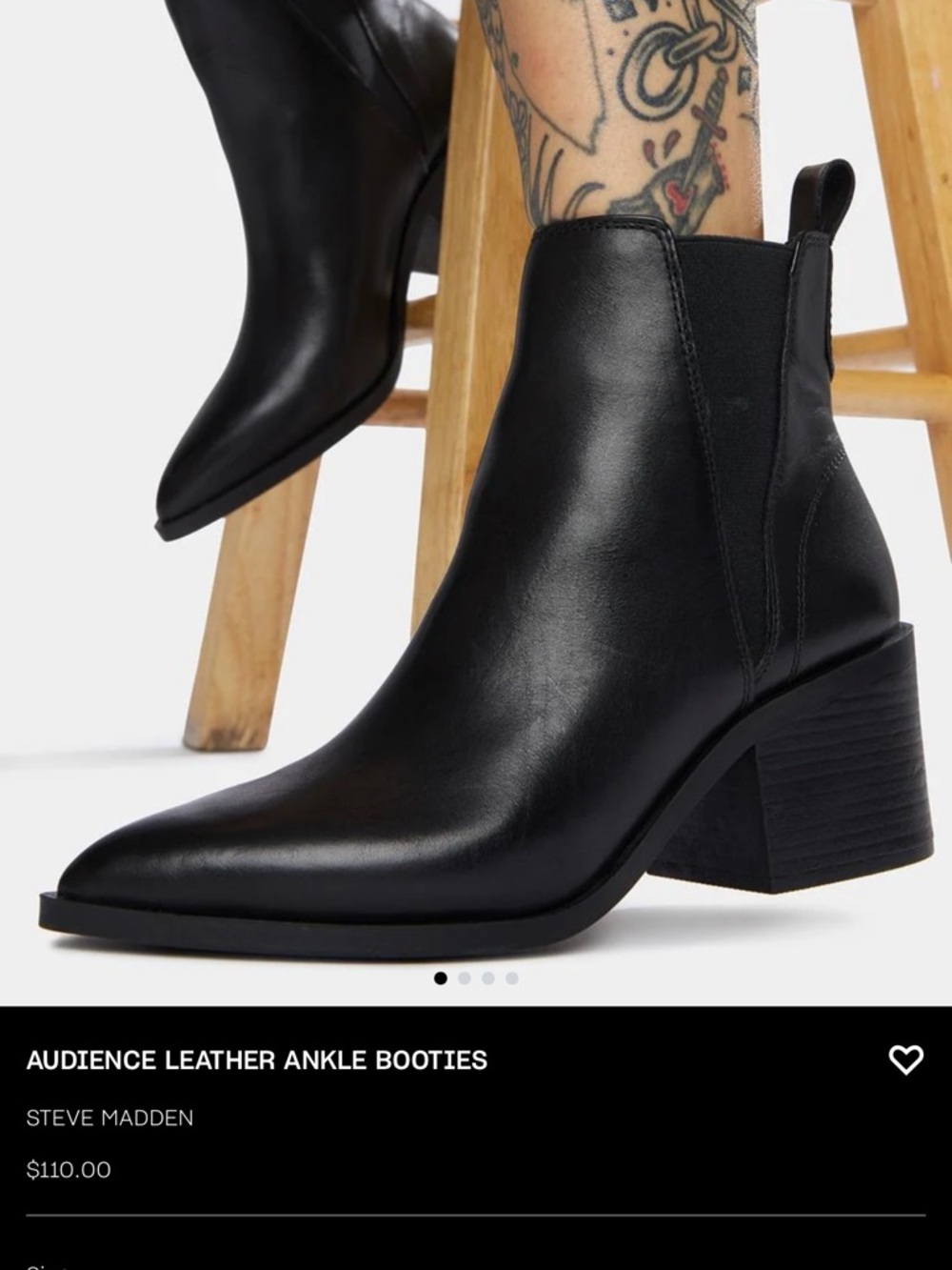 Steve Madden AUDIENCE Black Leather Ankle Booties pointed Chelsea boot sz 10